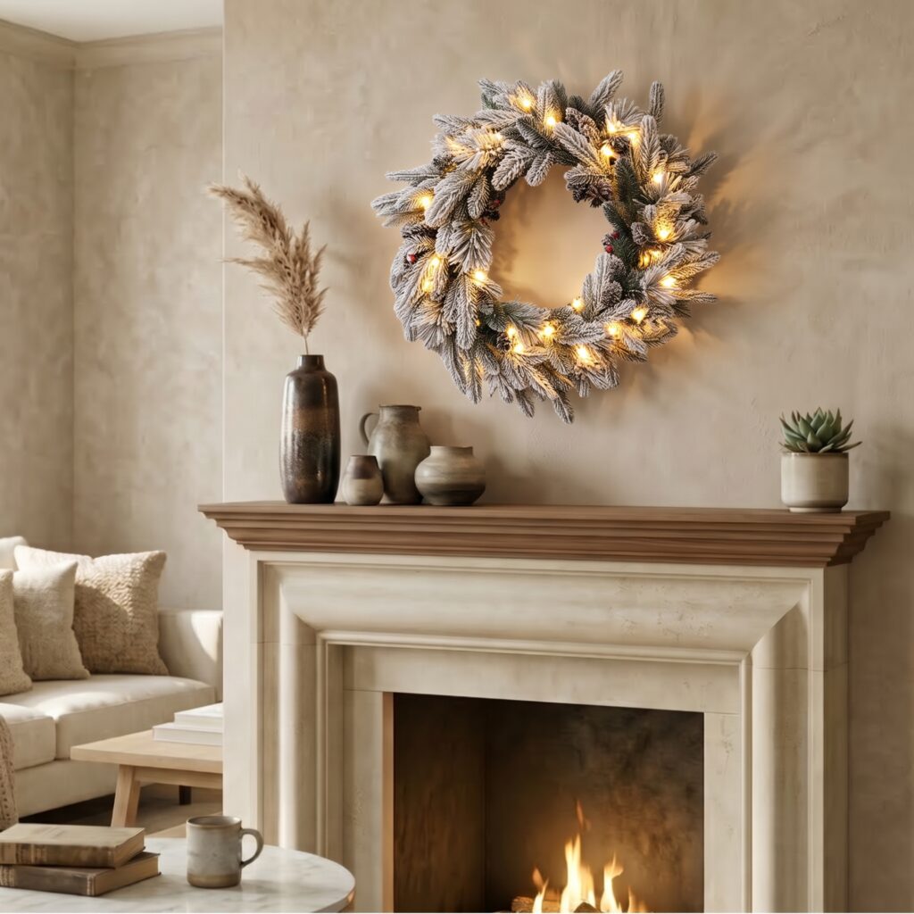 Vianočný veniec Zasnežený 50 LED 60 cm - produktová galerie